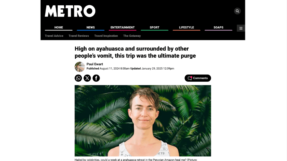 metro.co.uk article cover about Blue Morpho
