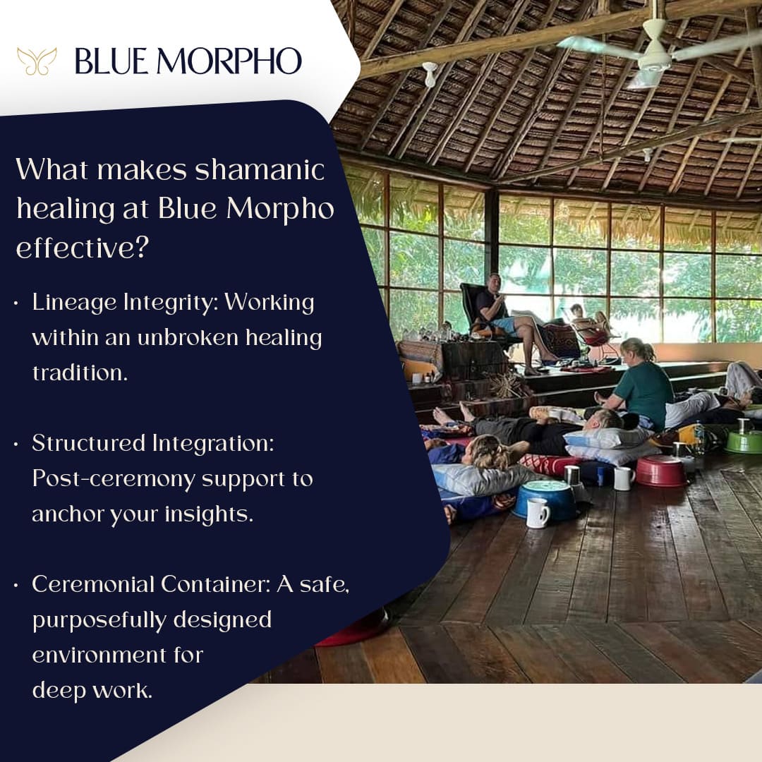 Shamanic healing ceremony and integration session at Blue Morpho retreat center