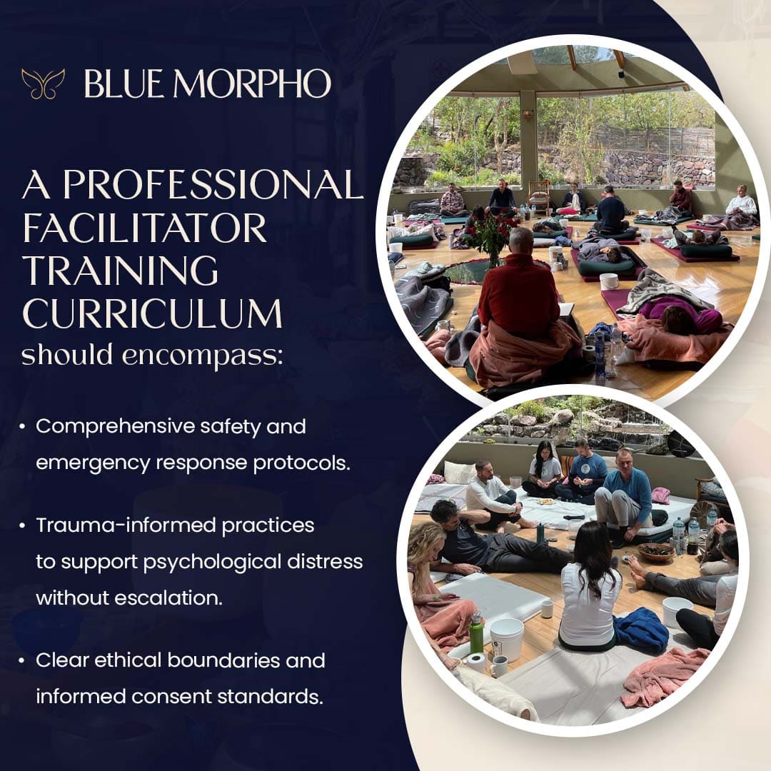 Professional facilitator training curriculum covering safety protocols, trauma-informed practices, and ethical boundaries.