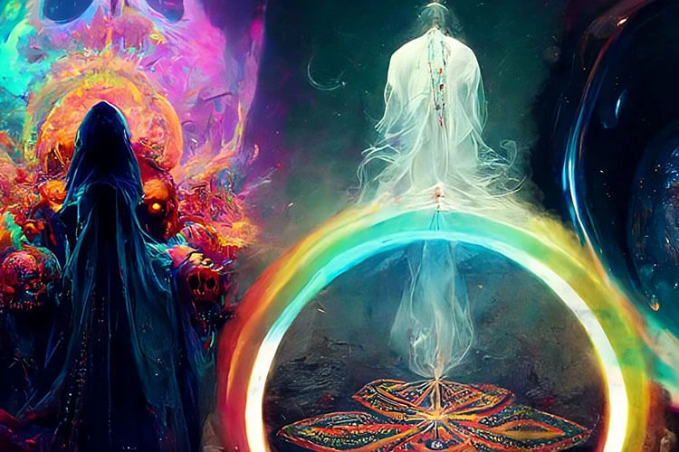 Master Shaman on globe of light