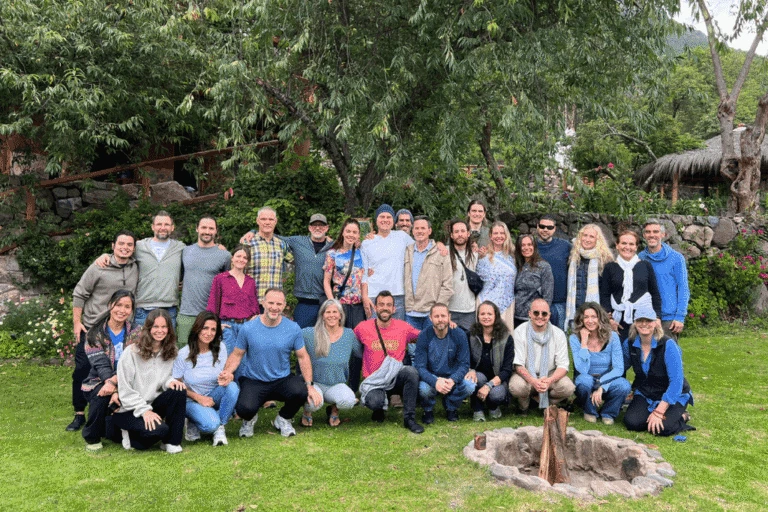 Blue Morpho retreat participants gathered for a ceremonial healing group session in Peru