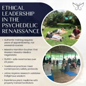Blue Morpho marketing graphic discussing ethical leadership and the requirement for years of apprenticeship in authentic training.