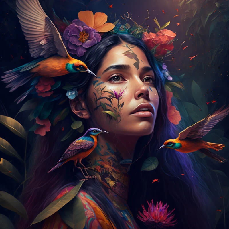 Trinity Now Cover Art Shamanic Art Woman with birds