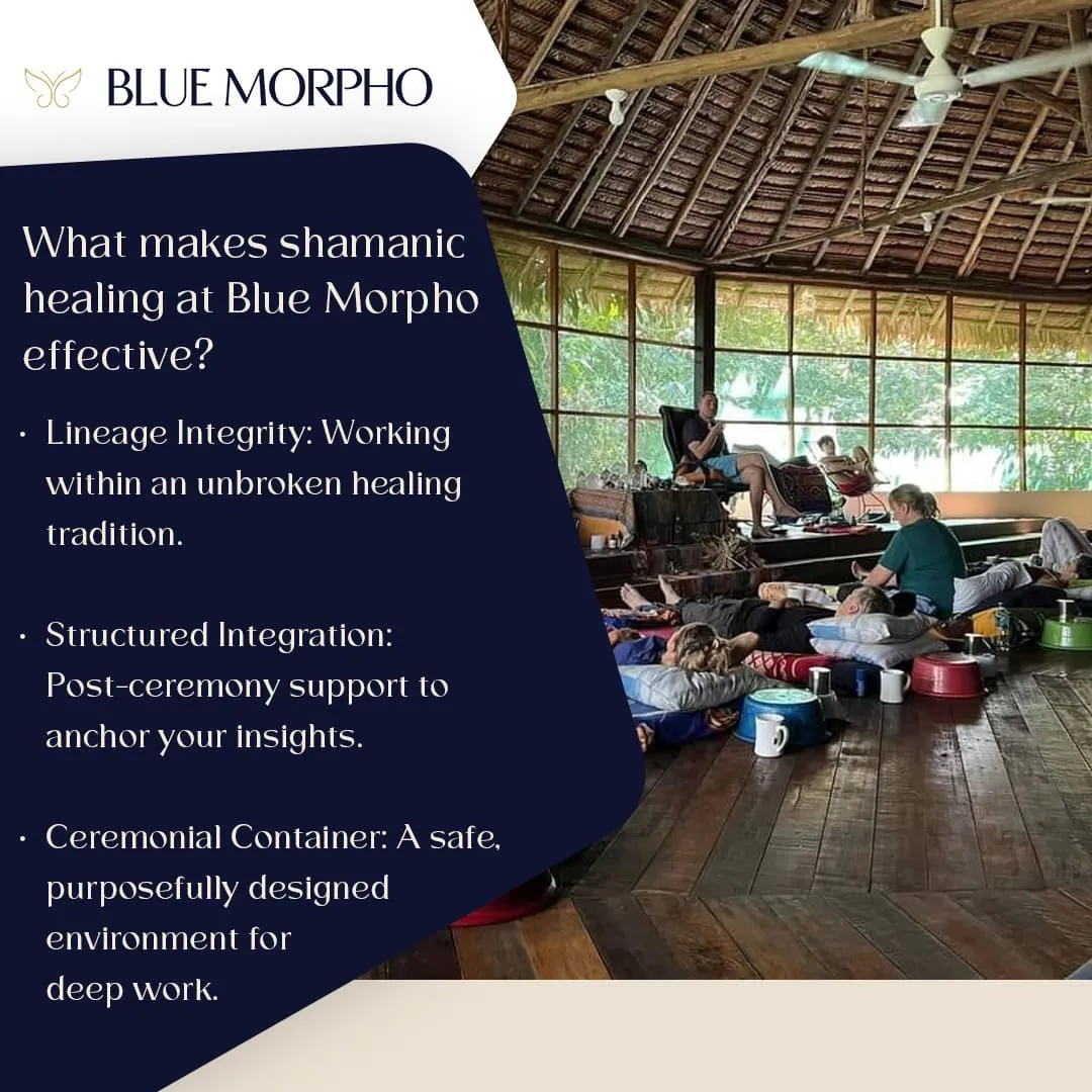 Shamanic healing ceremony and integration session at Blue Morpho retreat center